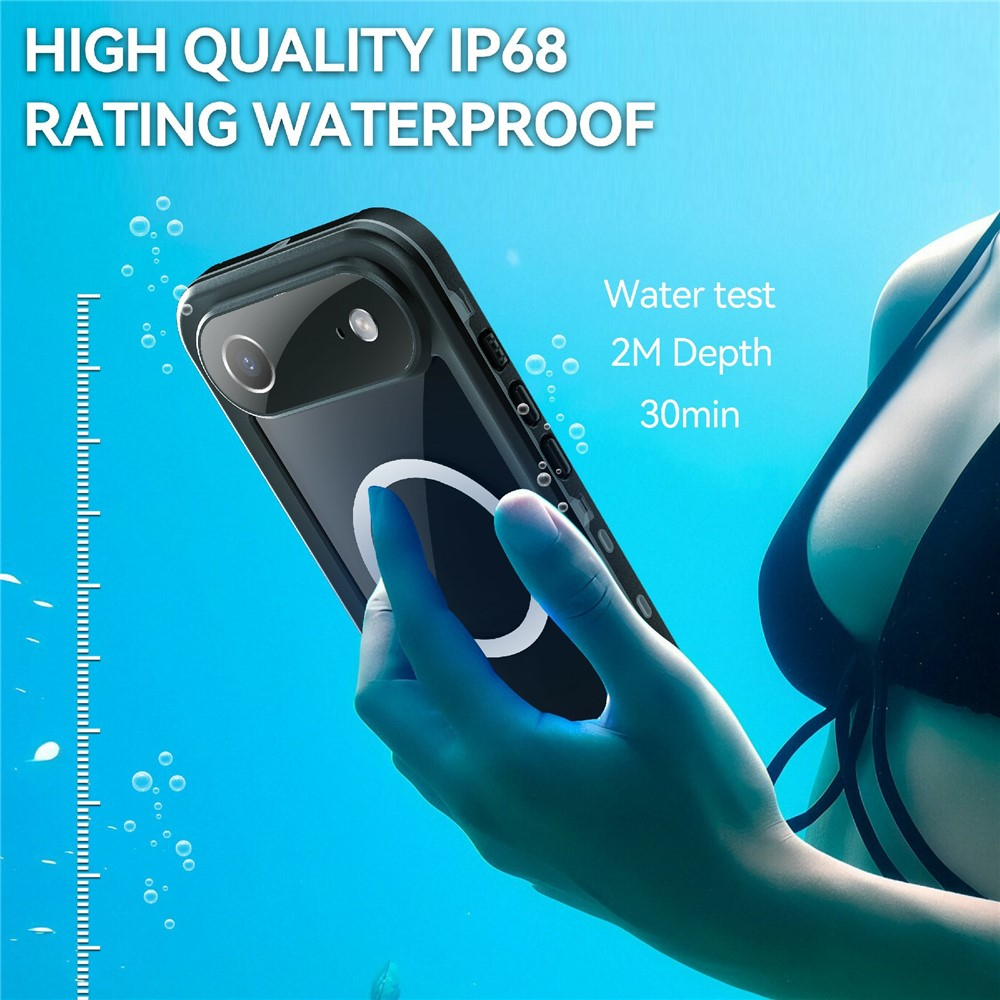 iPhone Air Wasserfeste MagSafe Outdoor Schutz Hülle (IP68) - Schwarz / Transparent