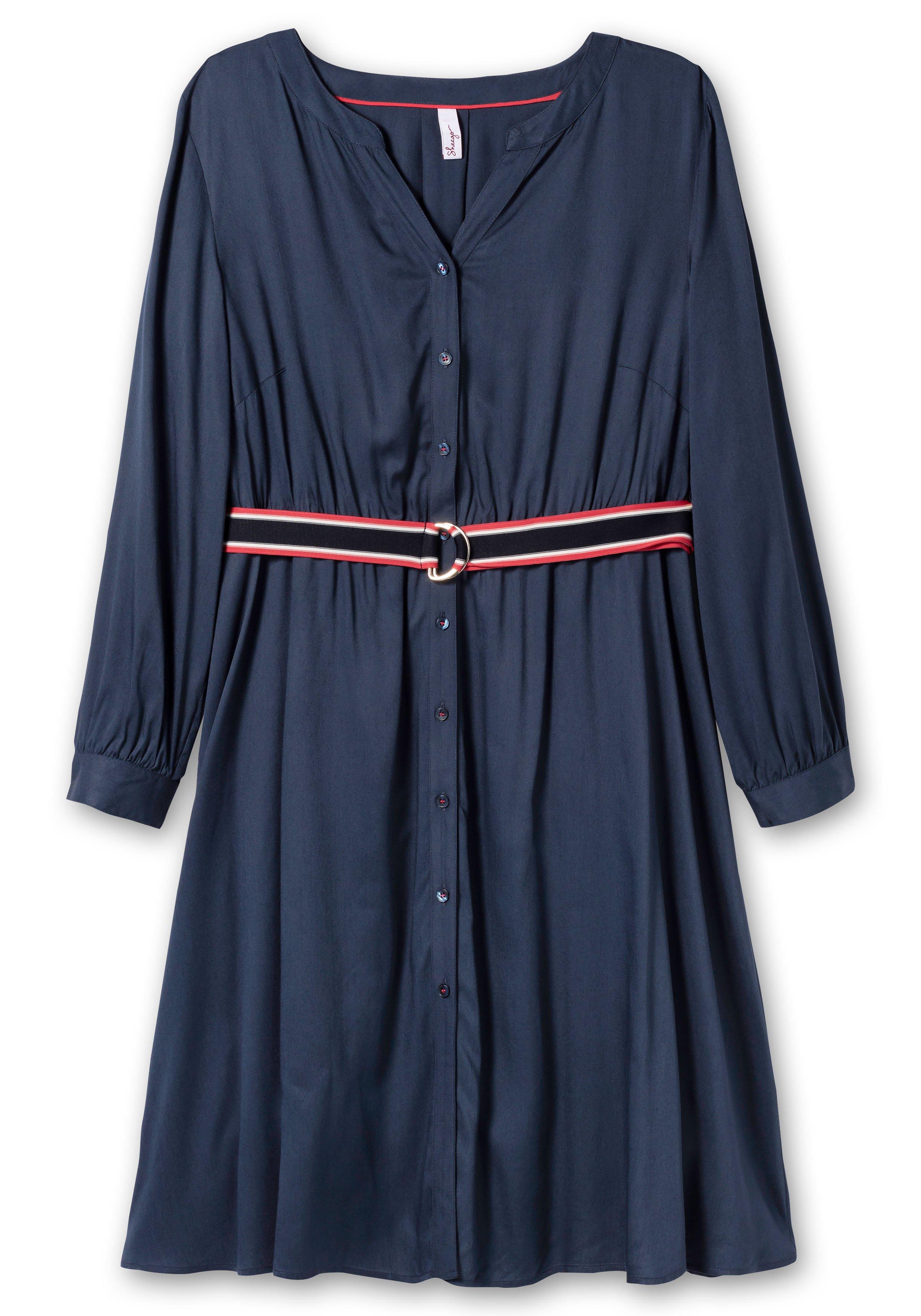 Midikleid in Satinoptik, mit Kontrastgürtel