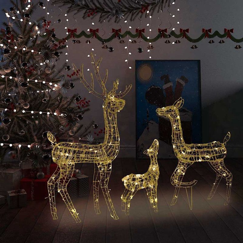 vidaXL - Kerstversiering - Rendierfamilie - Warmwit - 300 LED's - Acryl