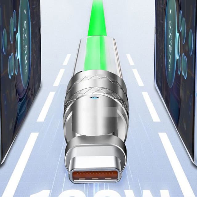 120W flydende silikone 90° rotation hurtigopladningskabel med USB-mikroport 1,2 m Grøn
