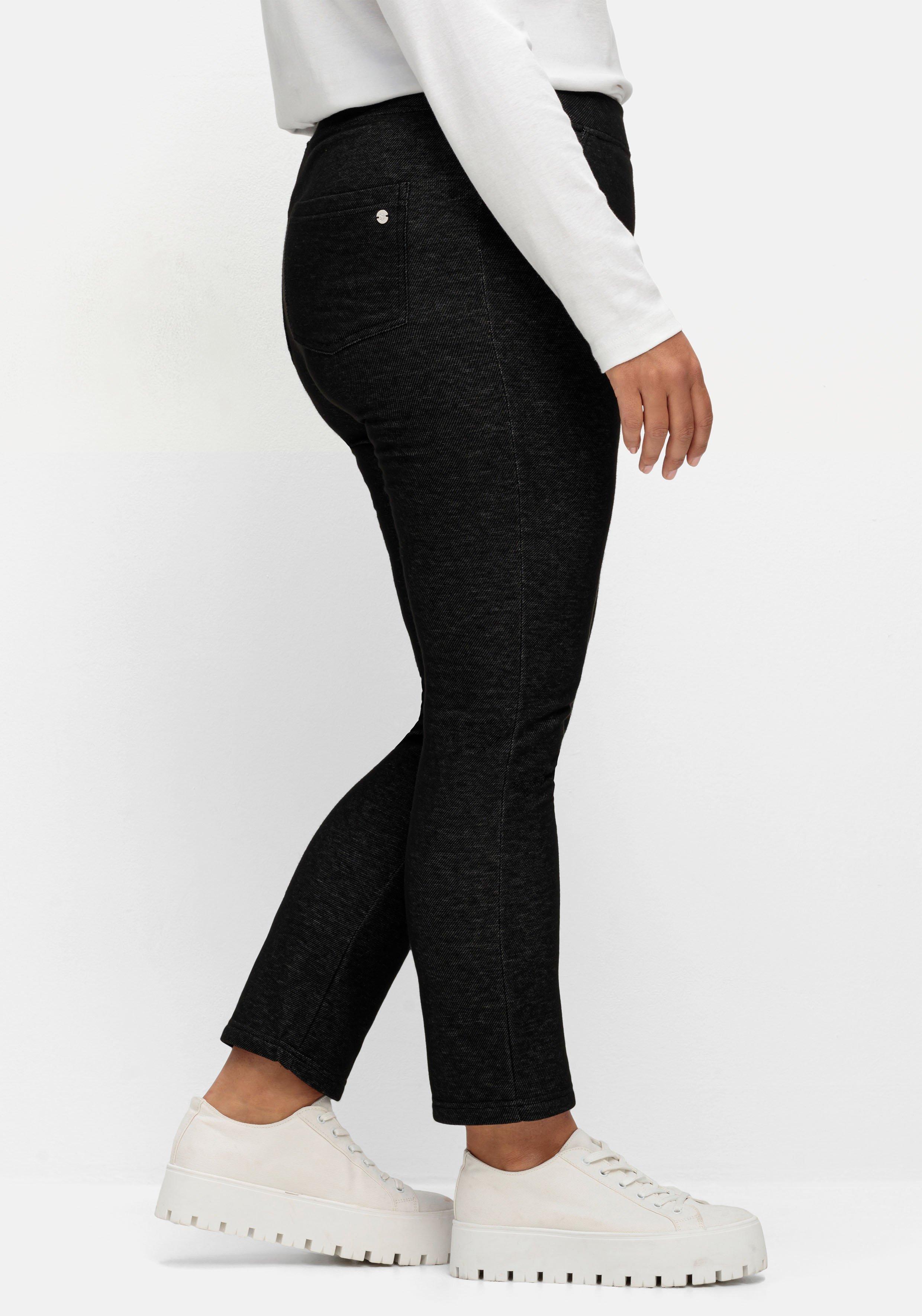 Kuschelige, melierte Leggings mit breitem Bund