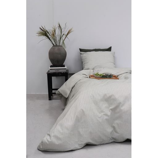 OMHU Multi Stripe Sengelinned, Mud, 140x220 cm