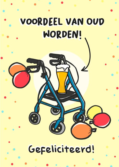 Liefs Jansje | Verjaardagskaart | Rollator | Biertje