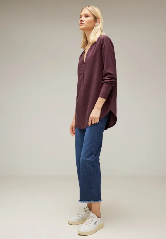 Longbluse in Unifarbe - purple brown