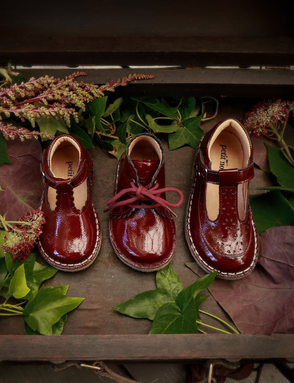 T-Bar Scallop - Burgundy Patent