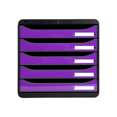 Exacompta BigBox Plus - Module de classement 5 tiroirs - noir/violet