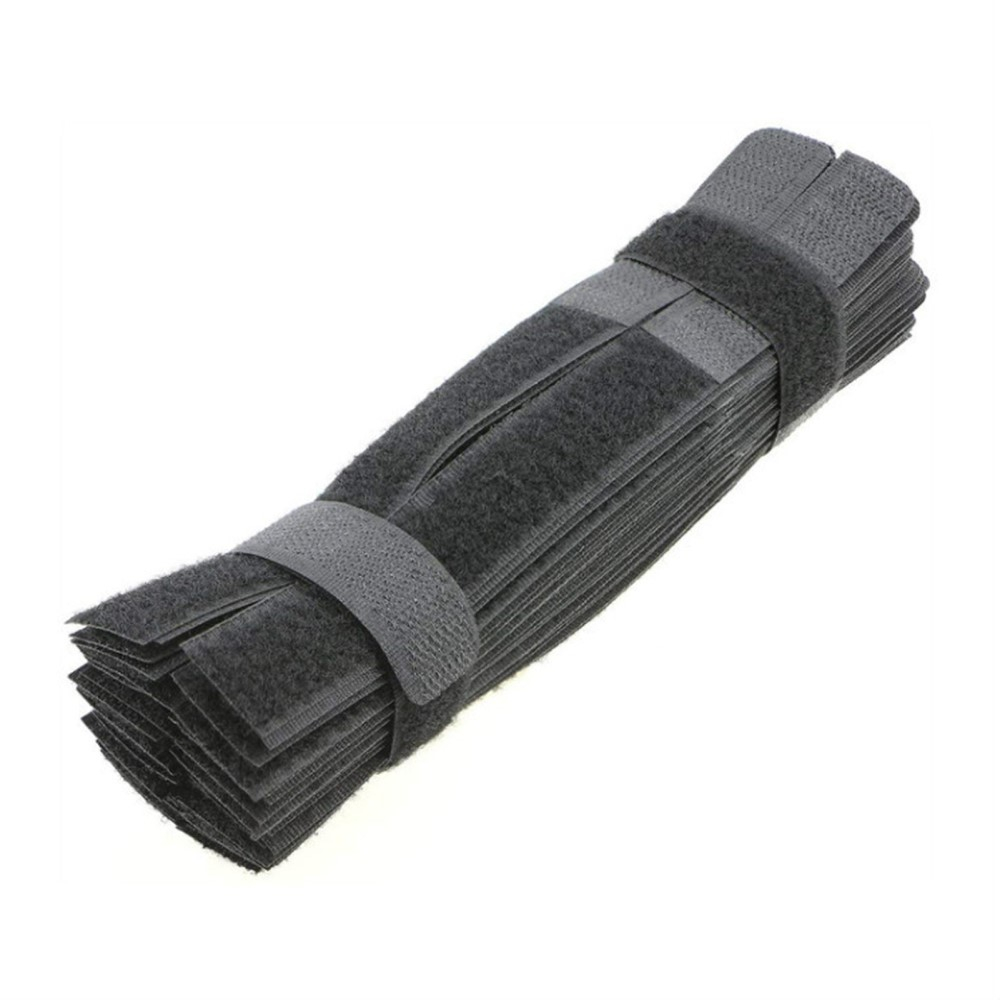 (50er Set) Wiederverwendbare Kabelmanagement Klettverschluss Kabelbinder Streifen - Schwarz