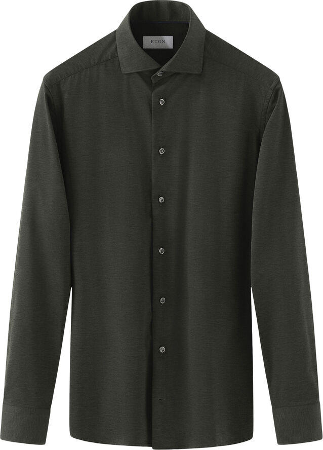 ETON Cont. Fit Dark Green Four-Way Stretch Shirt Grøn