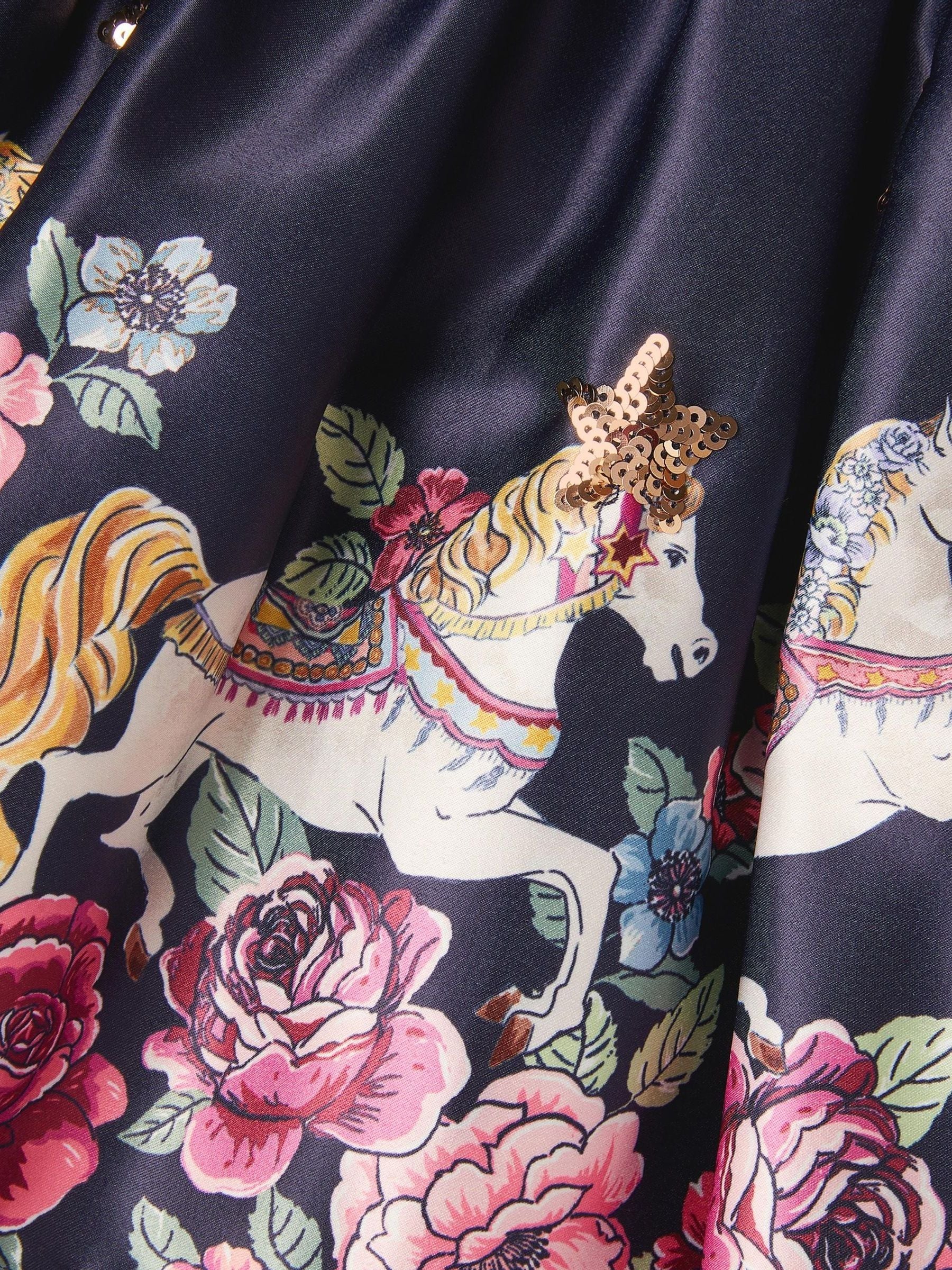 Monsoon Floral Horse Print Satin Skirt