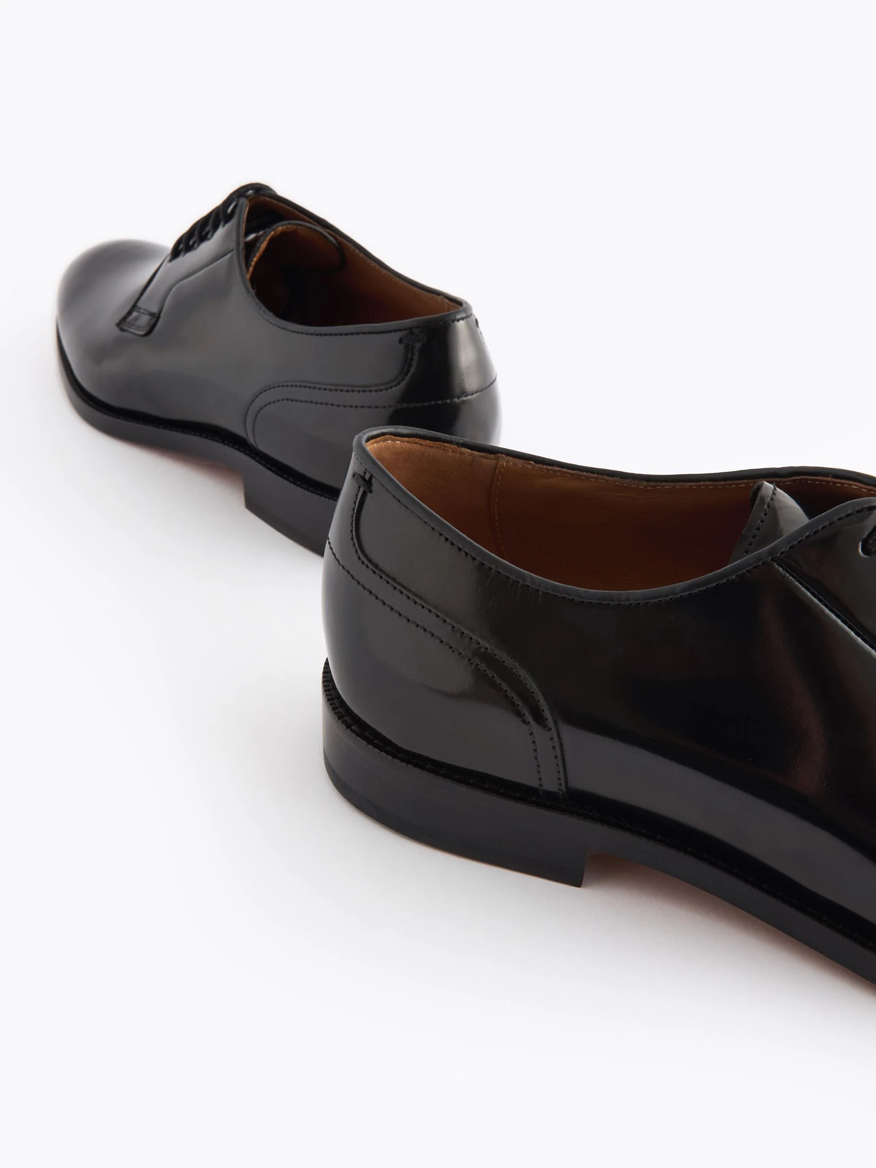 Zwart - Wijde pasvorm - Signature - Derby-schoenen met leren zool