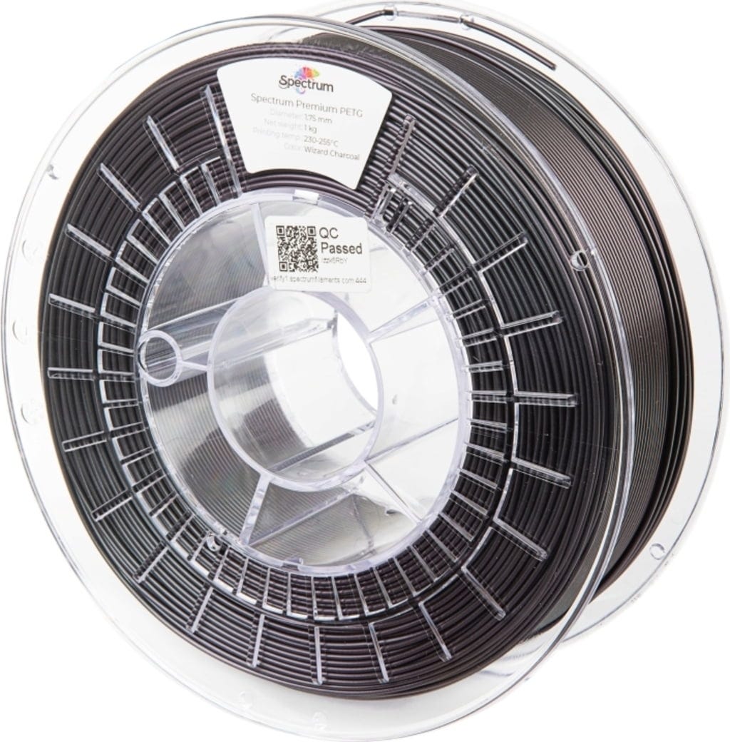 Spectrum  PETG Premium Wizard Charcoal, 1,75 mm / 1000 g    Vielfältiges Filament mit hoher Transparenz & Temperaturbeständigkeit