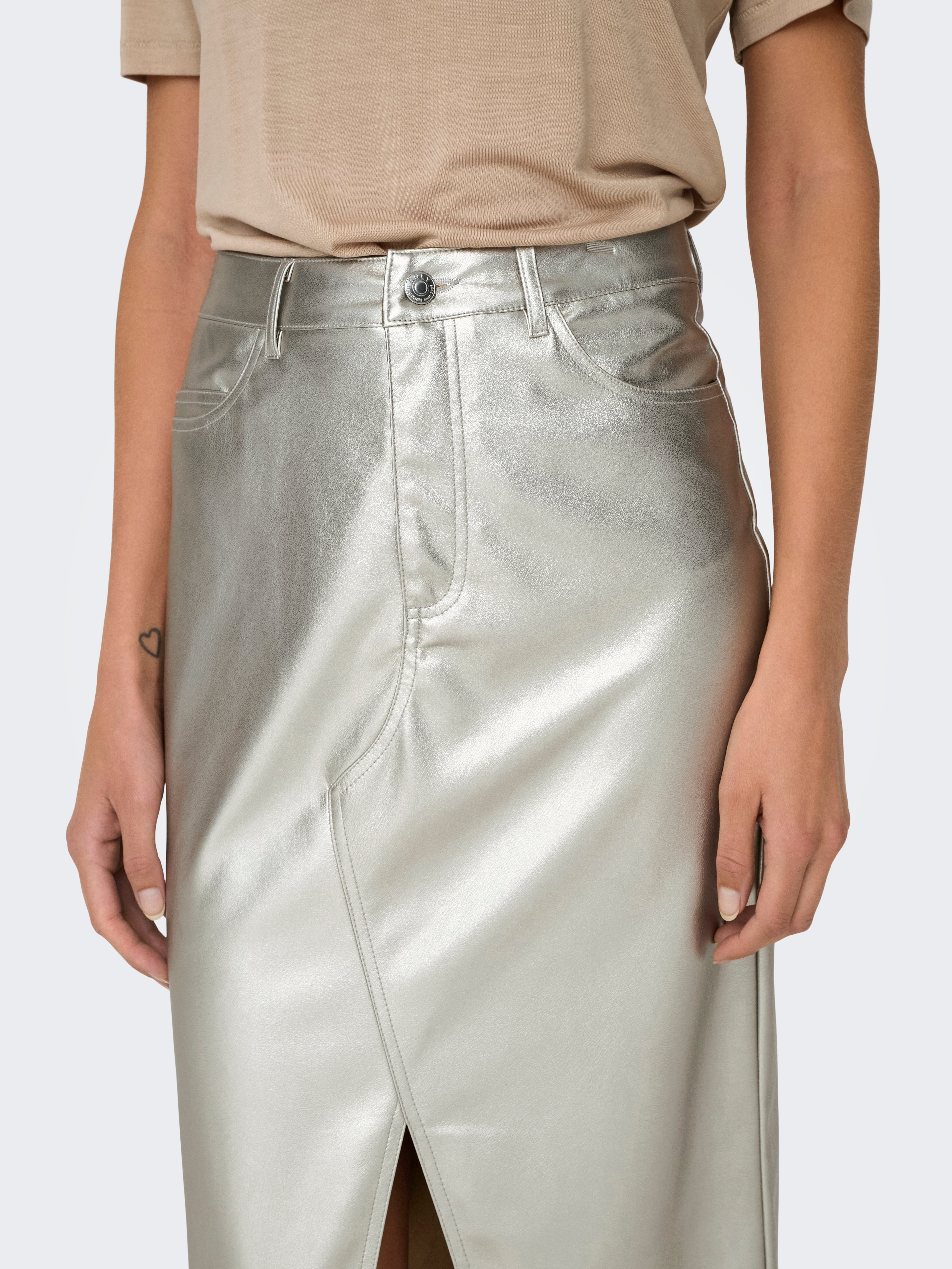 ONLLOLA-ELYNA Kunstlederrock Silver