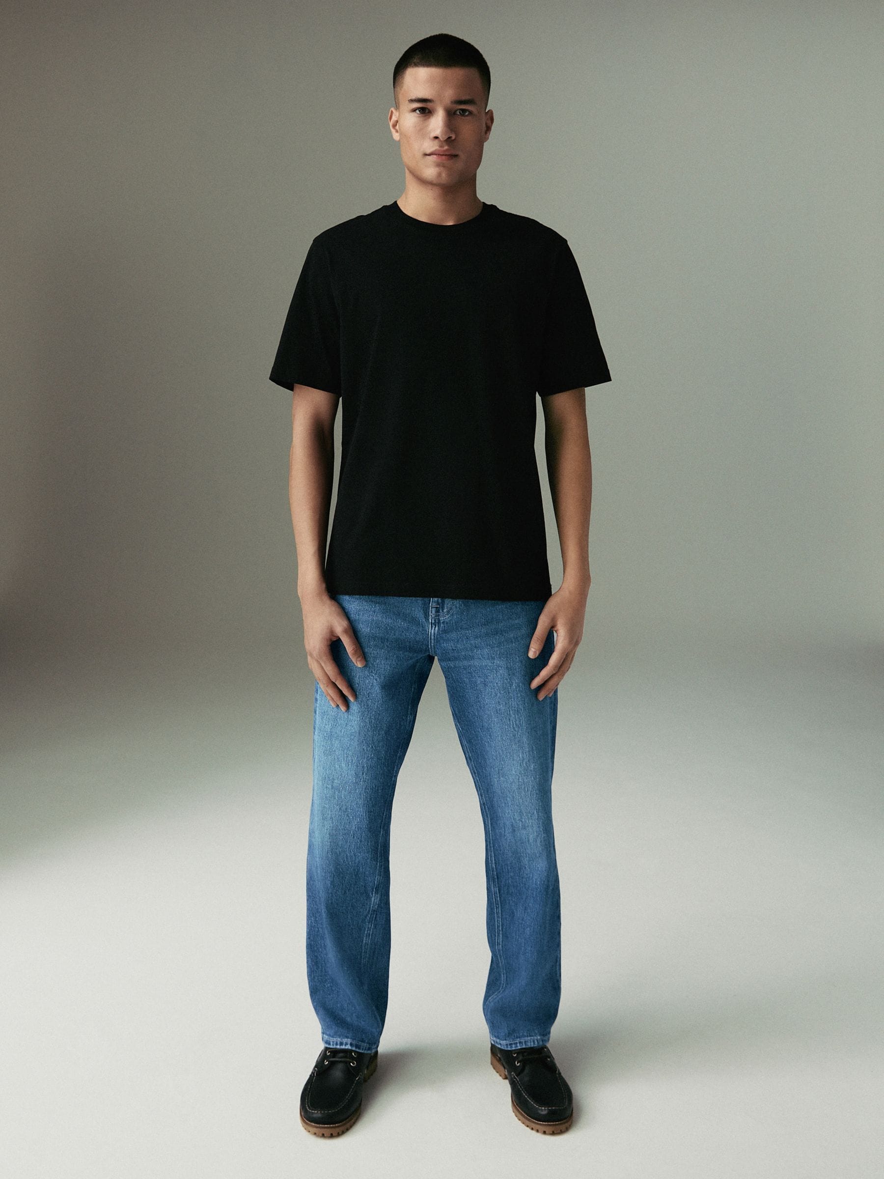 Mediumblauw getint - Straight fit - Vintage wash denim jeans