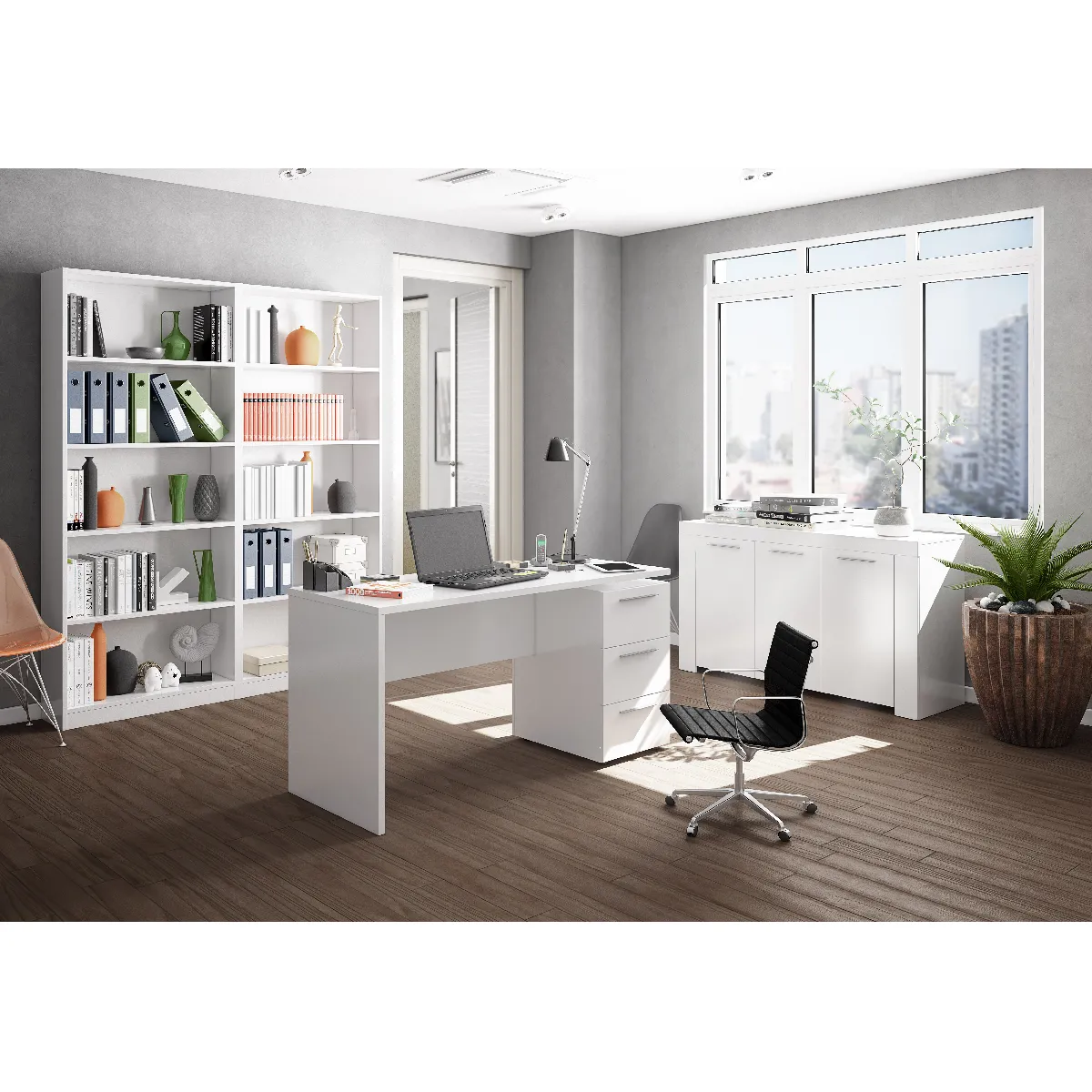 Alter Bureau blanc avec commode