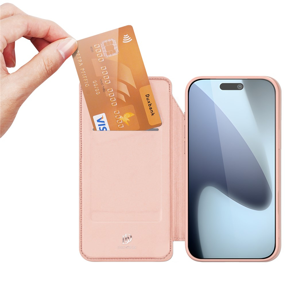 iPhone 17 Pro Flip Wallet Cover Leder Tasche - Rosa