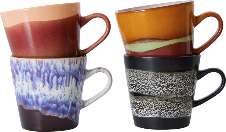 HK Living 70s ceramics americano mugs friction set of 4 Multi