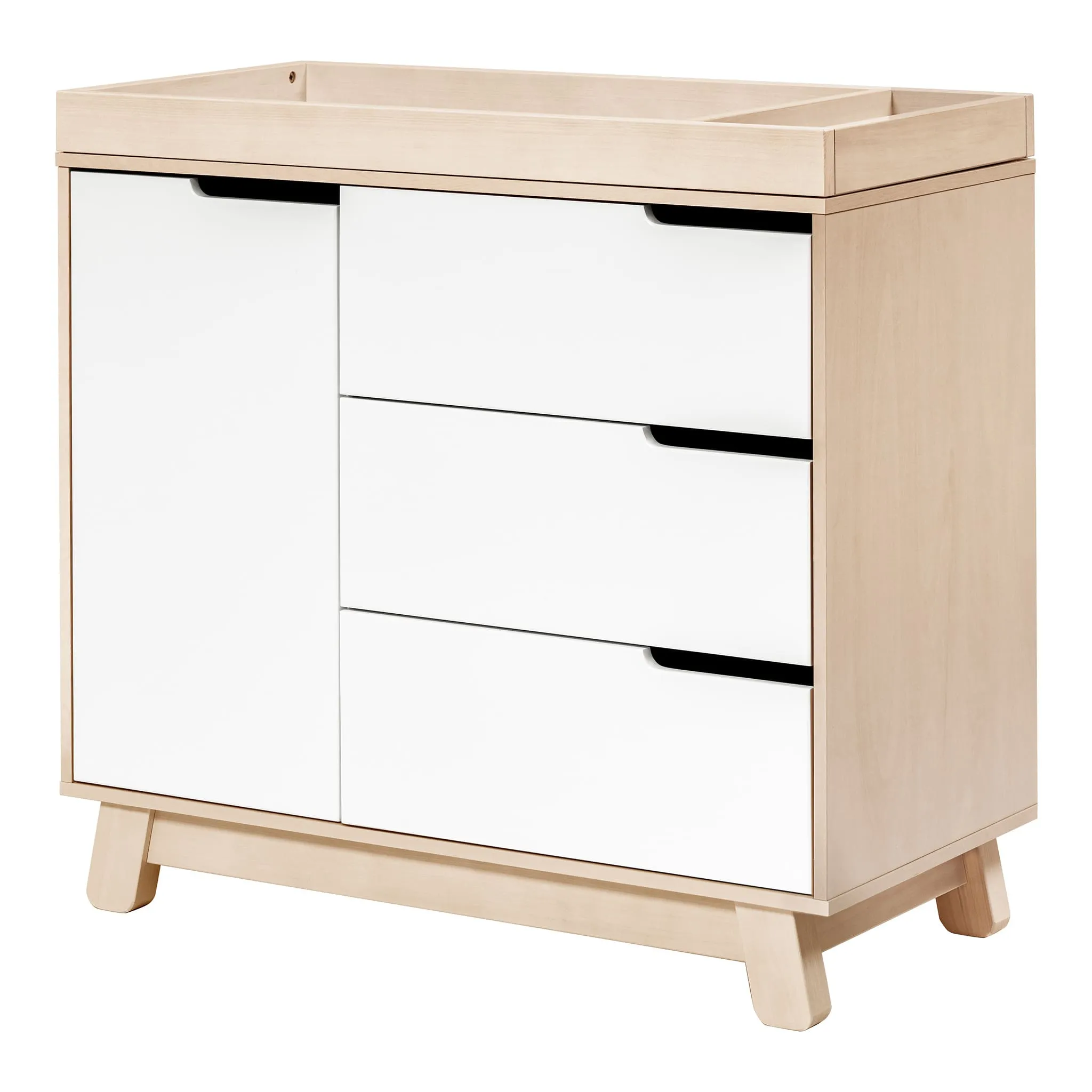 Babyletto Meuble à Langer à 3 Tiroirs Hudson avec Plateau Amovible - Naturel Lavé   Blanc
