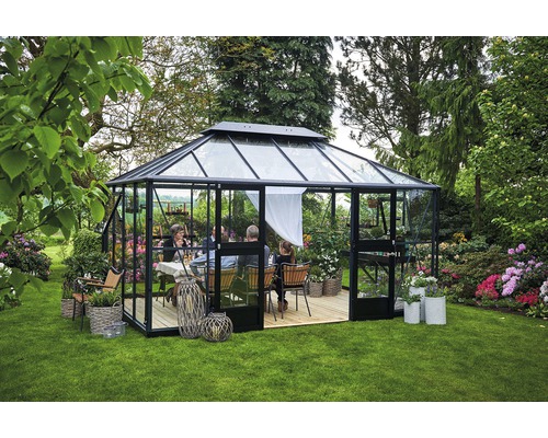 JULIANA Grand Oase kas 13,0 m² 3 mm veiligheidsglas 439 x 296 cm antraciet/zwart