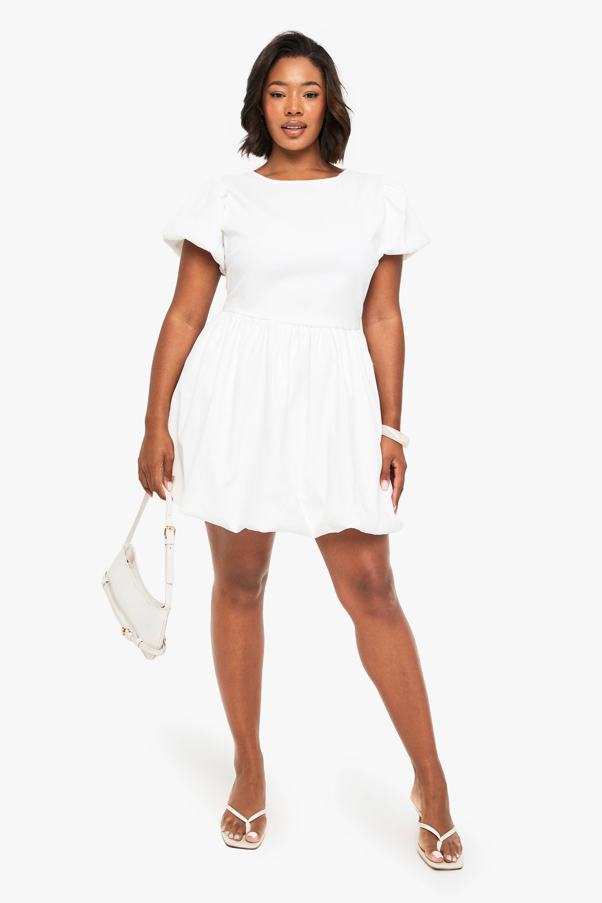boohoo ROBE SKATER TEXTURÉE BOUFFANTE POUR TAILLES PLUS BONDED