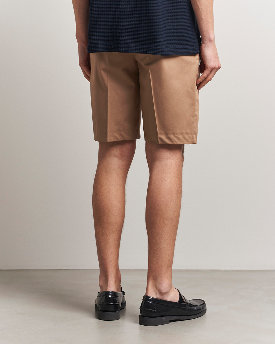 BOSS CAMEL Peet Cotton Pleated Shorts Open Beige