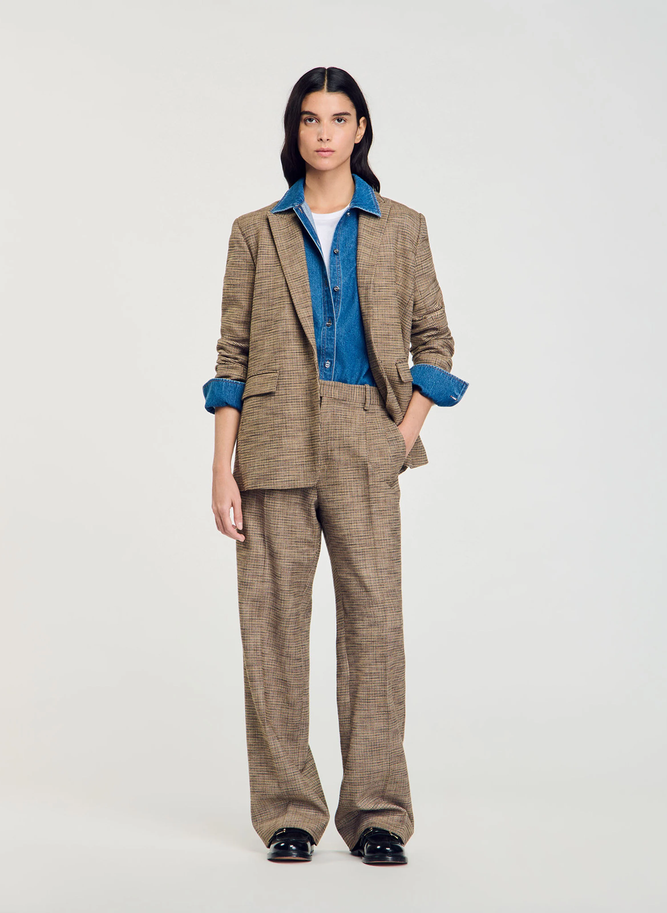 Pantalon large à motif | Marron