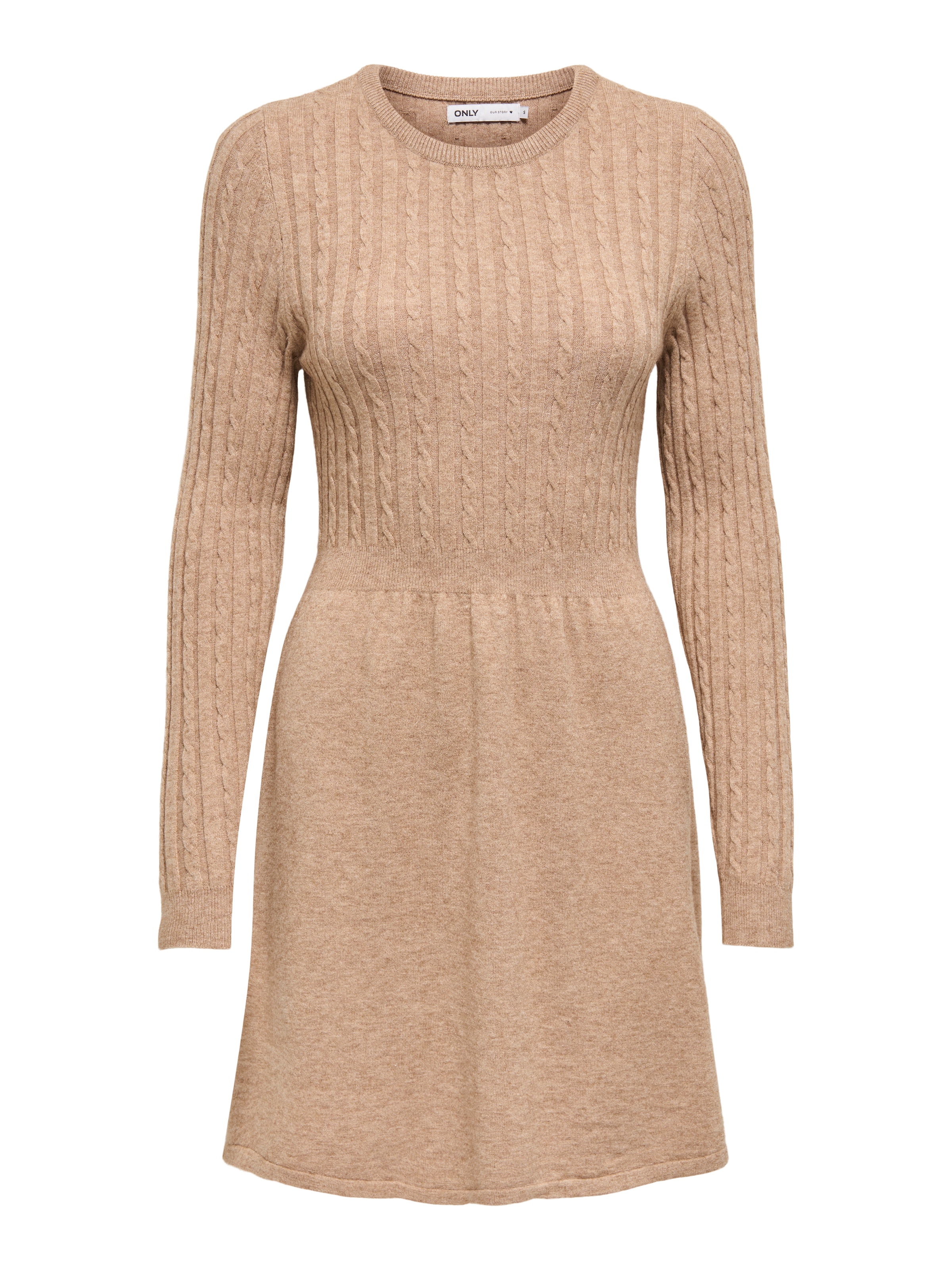 ONLY Strickkleid »ONLFIA LS CABLE DRESS KNT« tailliert und mit dezentem Zopfstrickmuster im Oberteil