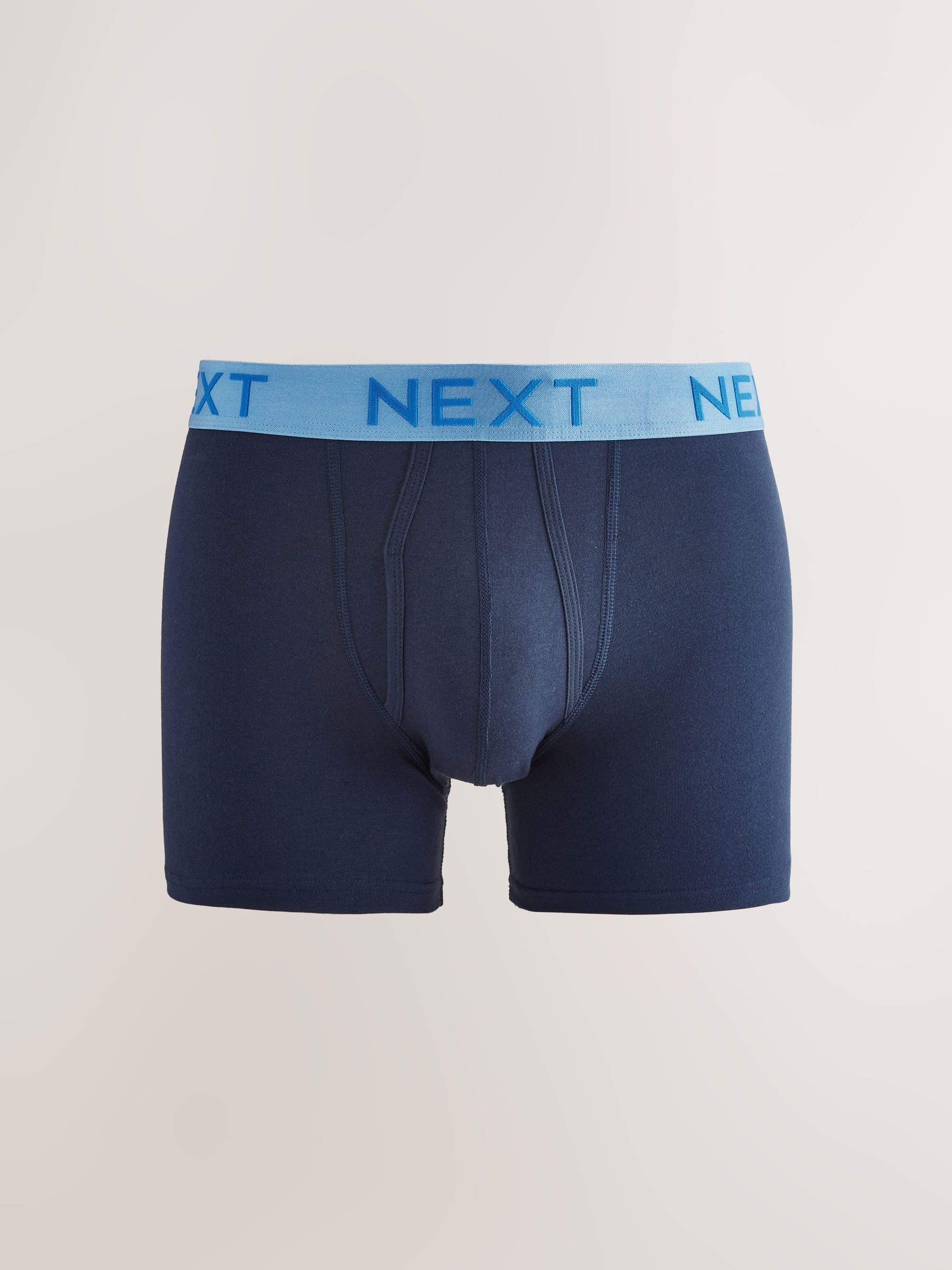 Marineblauwe felgekleurde tailleband met contrast - Standaard - 10 Boxershorts zonder plooi