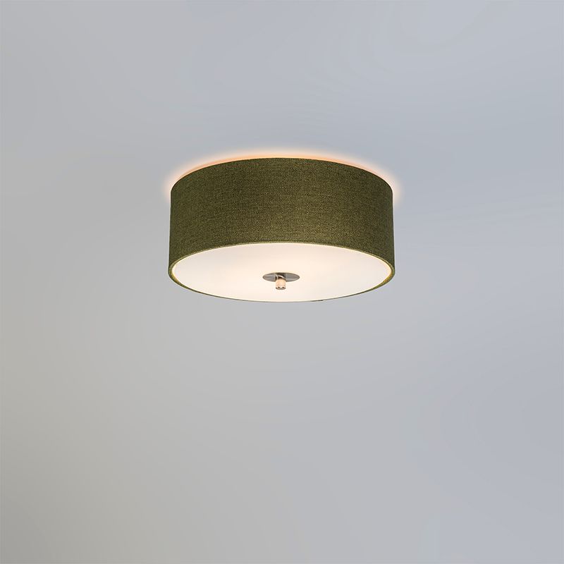 Landelijke plafondlamp groen 30 cm - Drum Jute