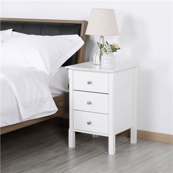 Yaheetech 2 Stück Nachtschrank Nachtkommode Boxspringbett Nachttisch Konsole Schrank, mit Schubladen, Weiß
