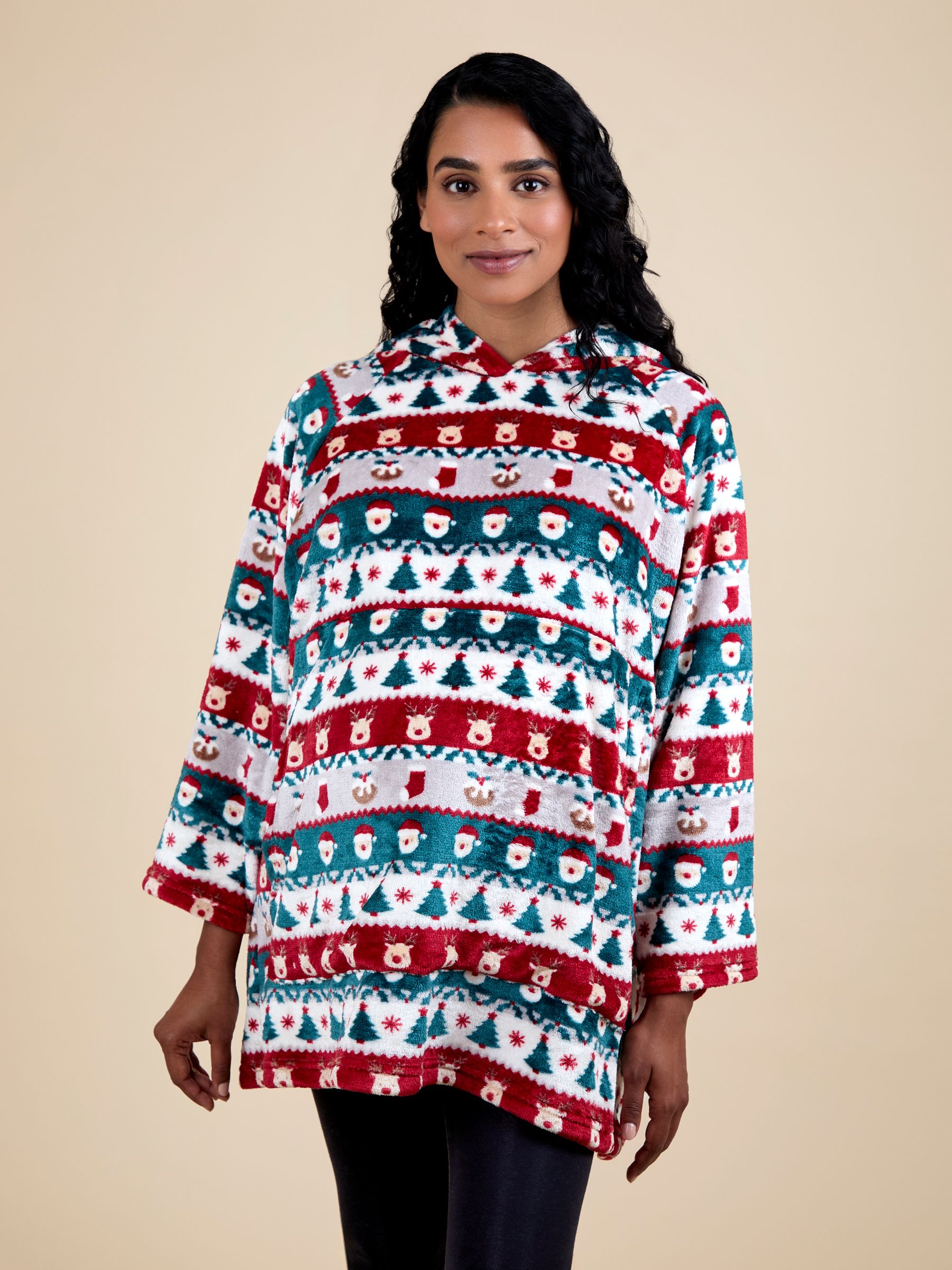 JoJo Maman Bébé kersthoodie met fairisle-motief