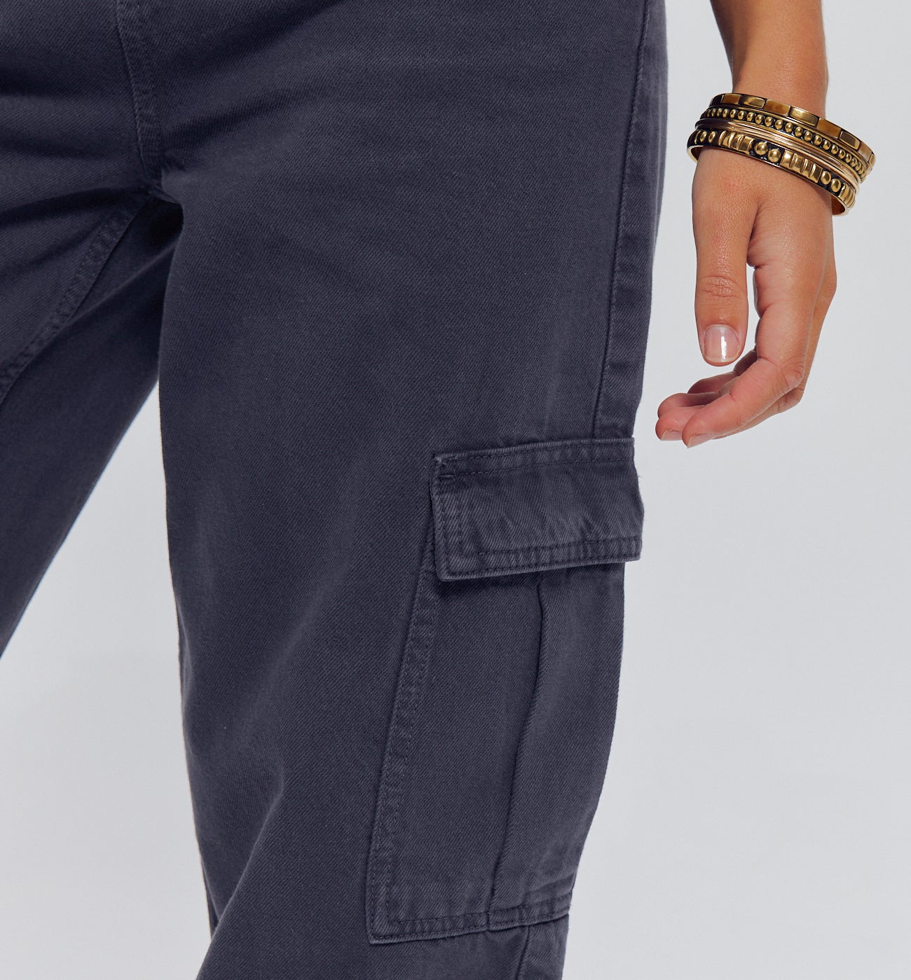 Pantalon cargo en toile Femme - MARINE MOYEN
