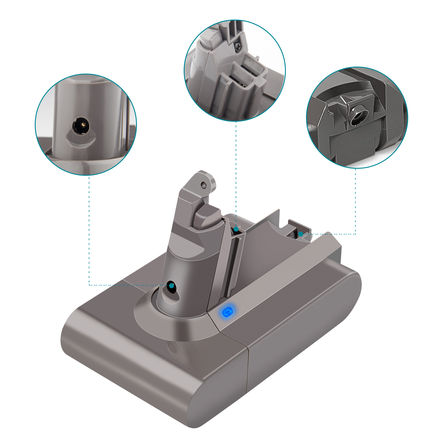Dyson V6 Ersatz Akku Staubsaugerakku 21.6V / 2500mAh (AV6-6126) - Grau
