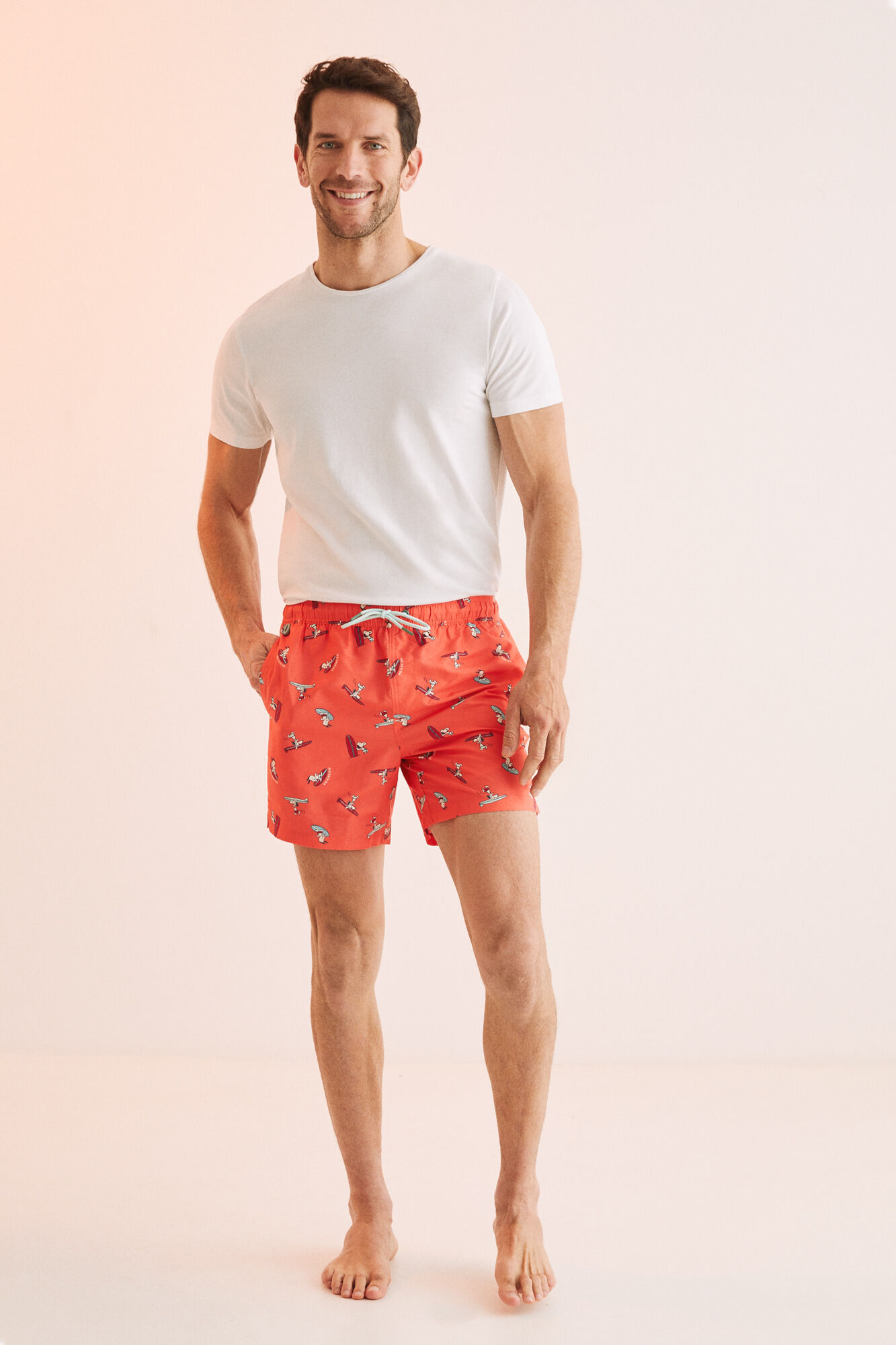 Sunga masculina vermelha com estampa do Snoopy