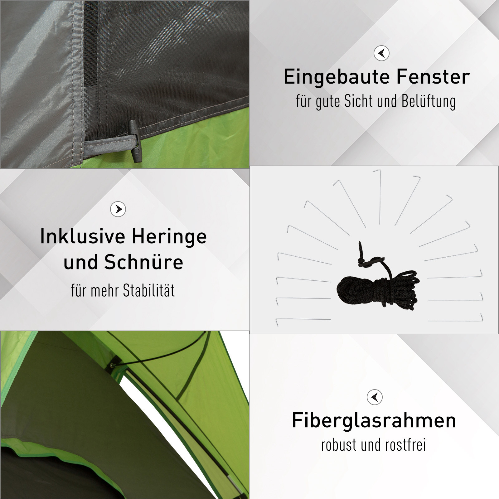 Outsunny Campingzelt für 4-5 Personen grün 300 x 300 x 230 cm (LxBxH)