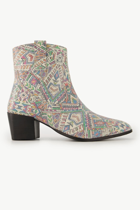 Leder-Stiefeletten, Schlangenlederoptik, Weite H