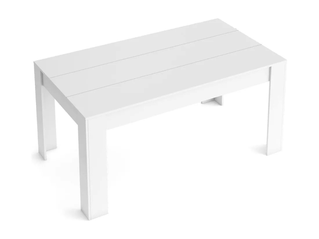 Table Salle à manger 140cm extensible 200cm Blanc mat, 90.4x140.4/200.4x76.1cm