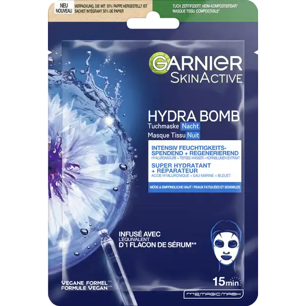 Tuchmaske Hydra Bomb Nacht Feuchtigkeitsspendend & Regenerierend