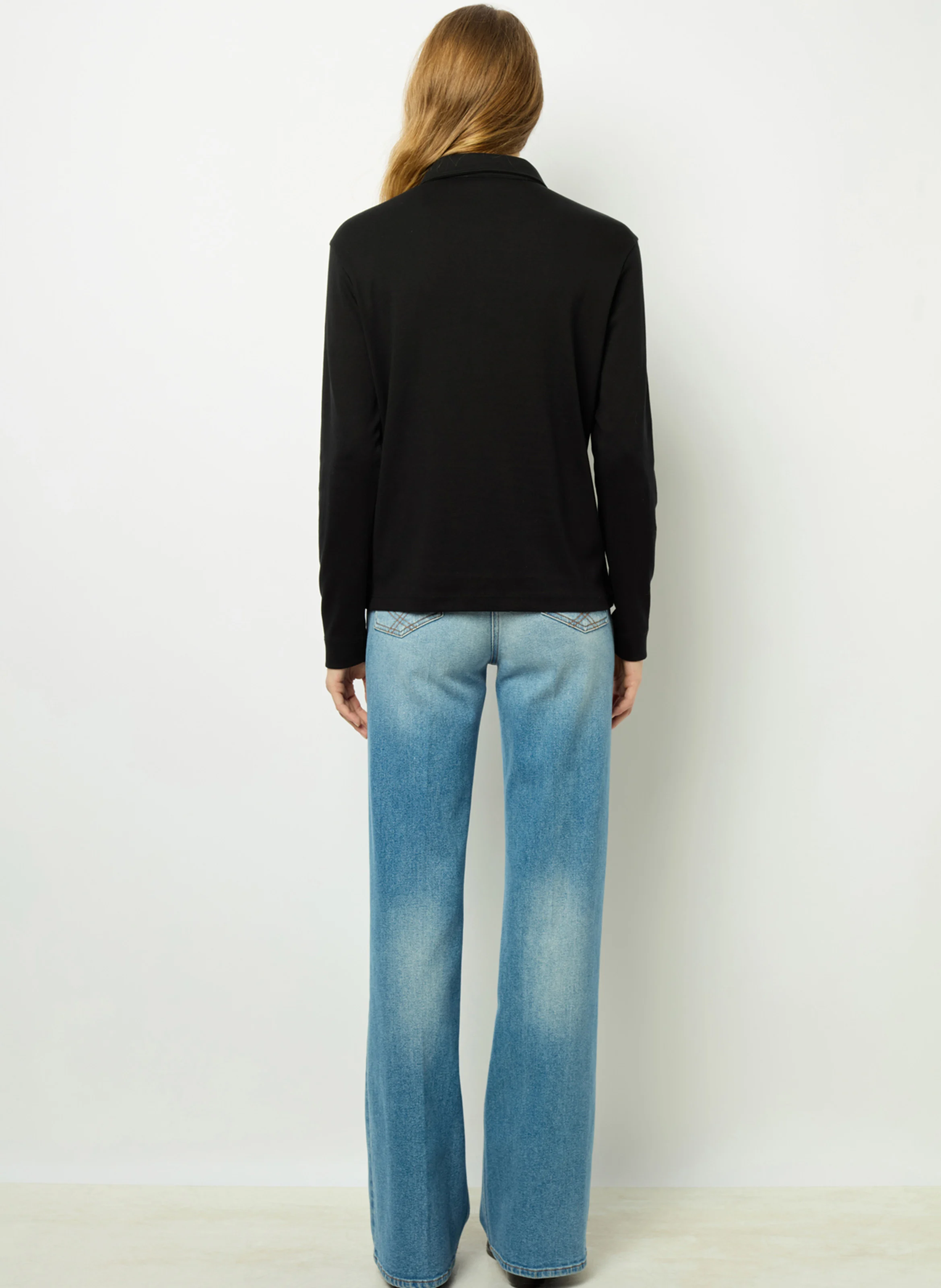 ALFREDINE - Polo manches longues en coton | Noir