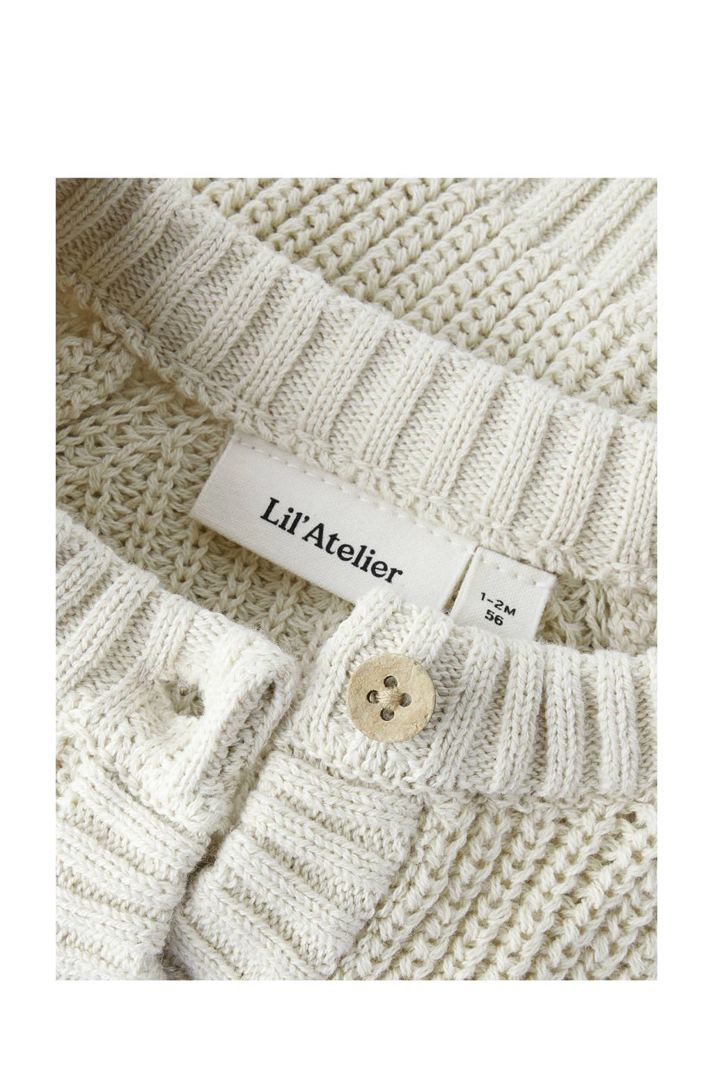 LIL' ATELIER BABY vest beige grof gebreid