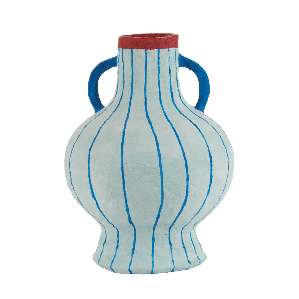 Bahne Interior  Pokal vase, blå striber - H25,5 cm