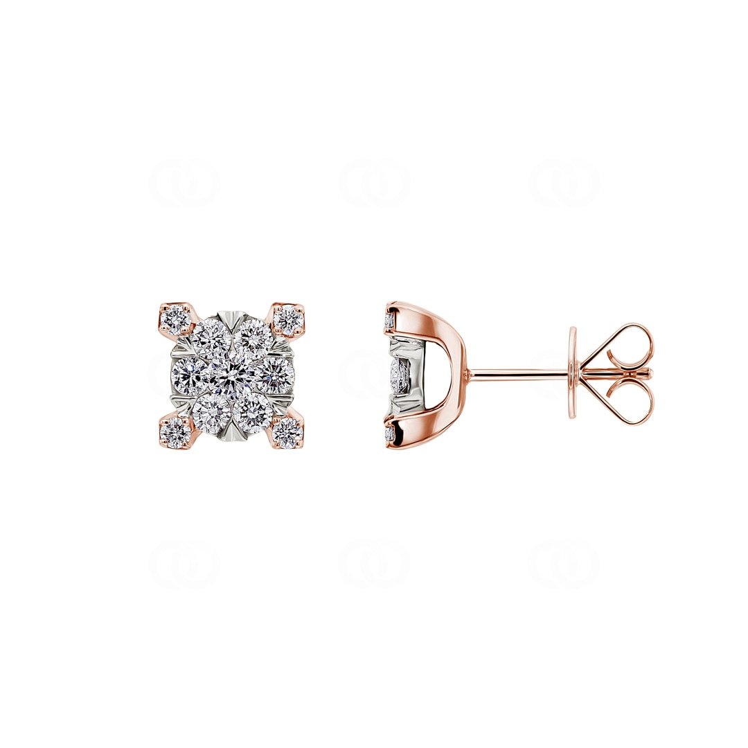 1.00 Karat Diamantohrstecker 750/18 K Roségold 9mm