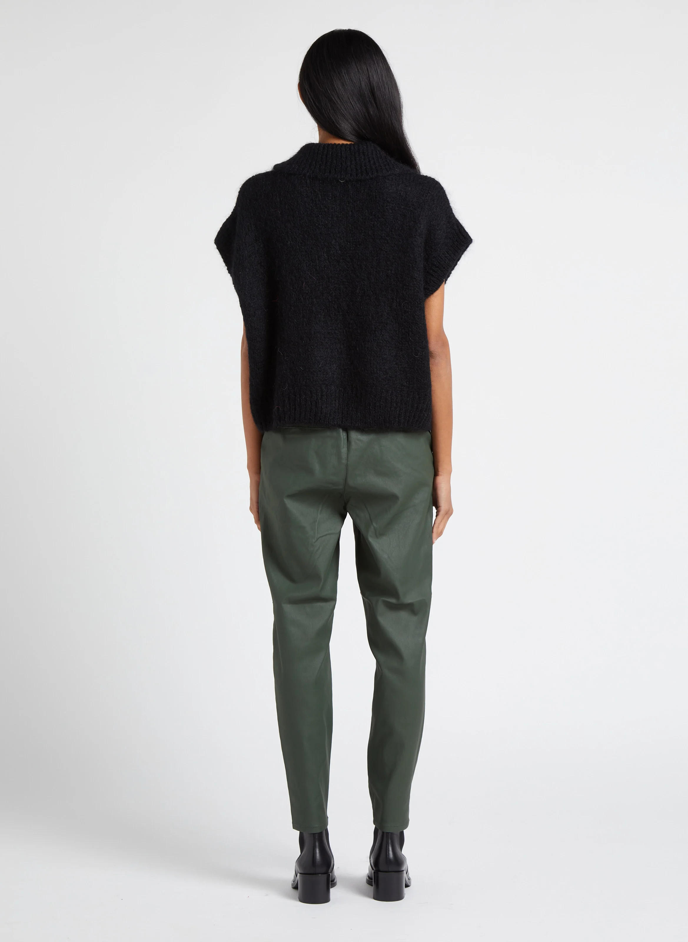 Pantalon slim effet enduit | Vert
