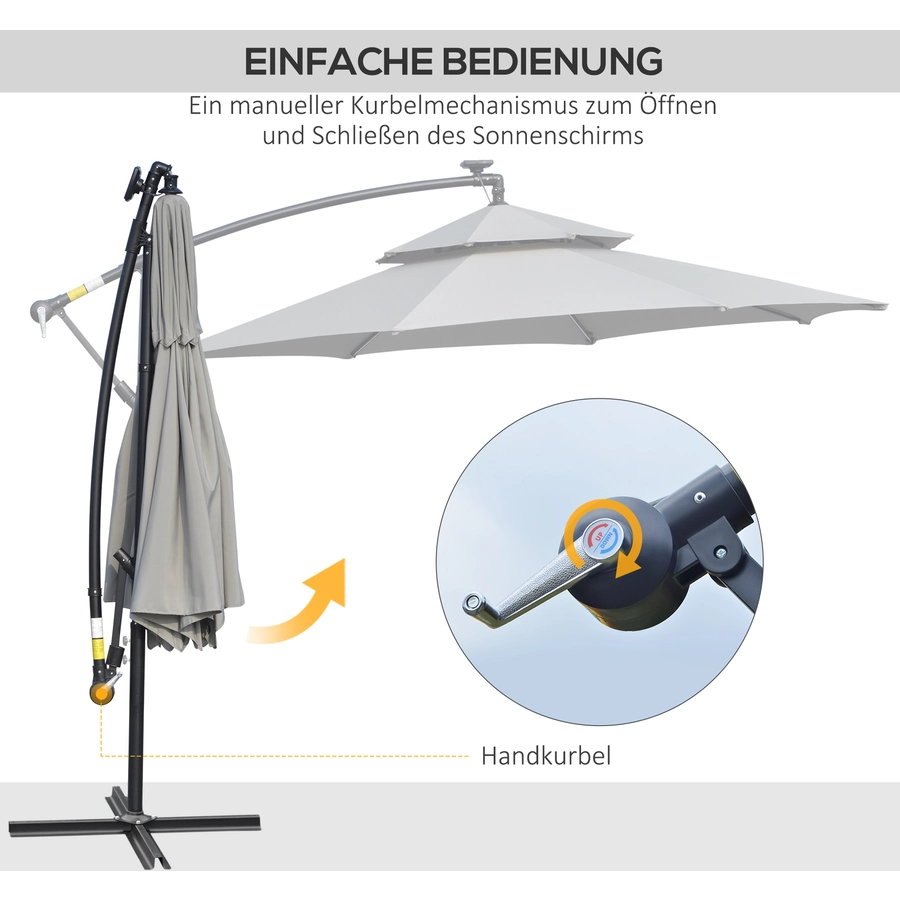 Outsunny Sonnenschirm mit Wasserdichtfunktion hellgrau
