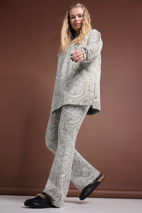 Schlaghose, Leggings, Glitter-Paisley, Elastikbund