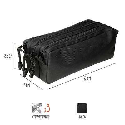 Trousse Trizip - 3 compartiments - noir - Viquel