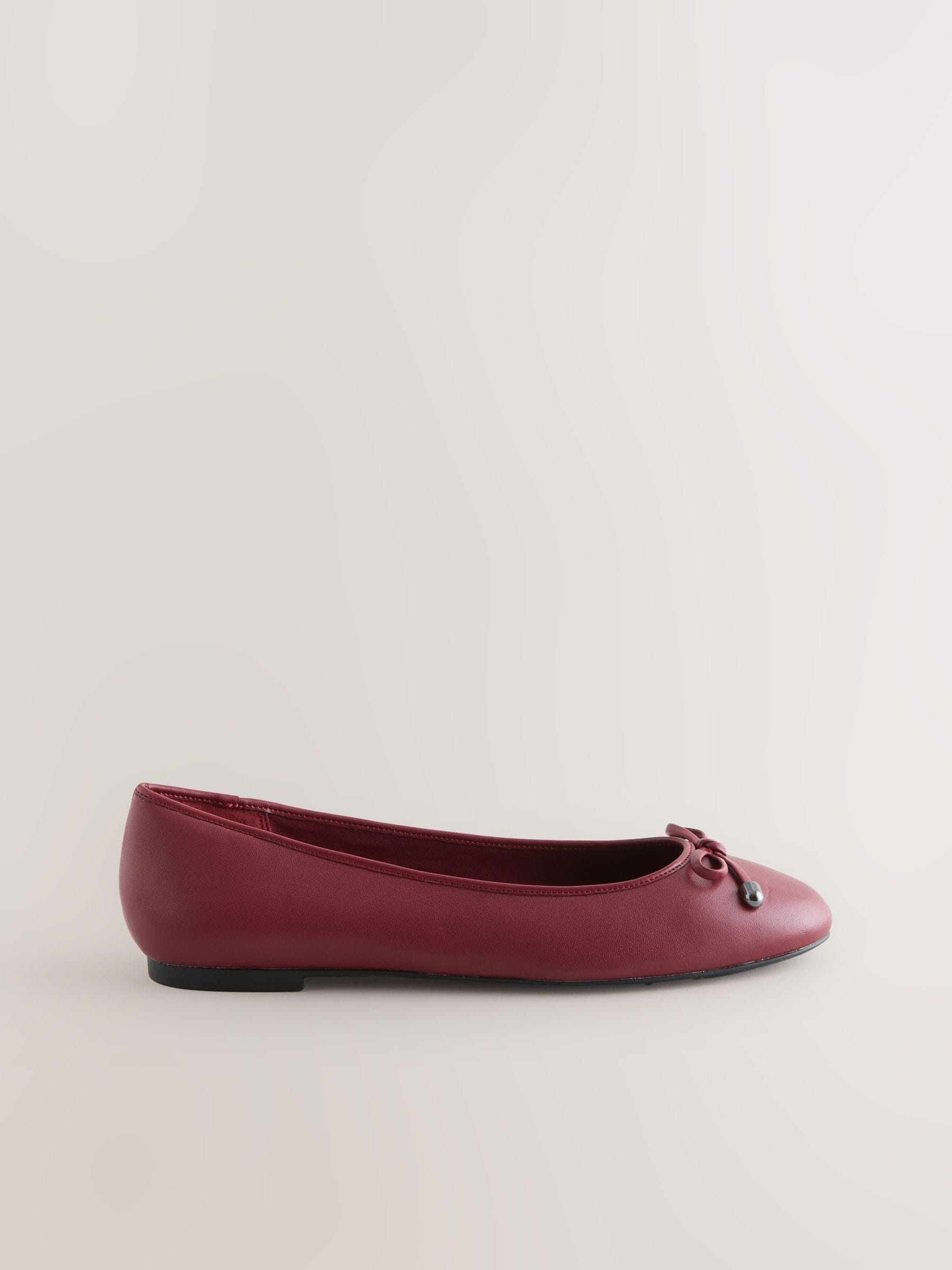 Rood - Leren Ballerina's met ronde neus