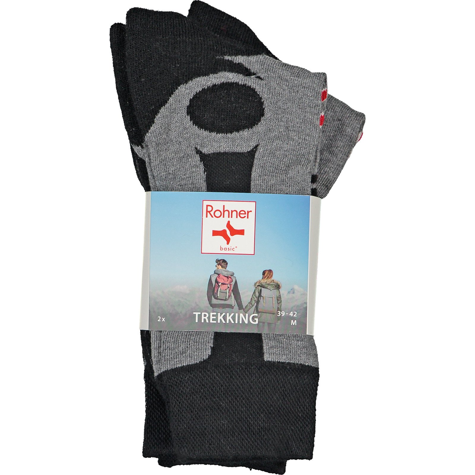 Rohner Trekkingsocken, 2 Paar 35-38, hellrot