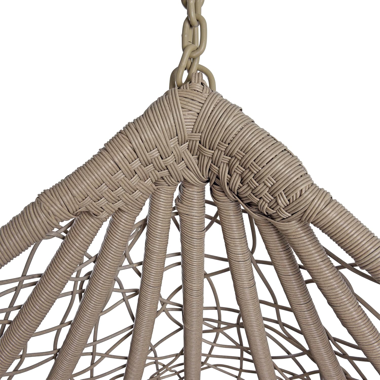 ESTEO Hängesessel mit Gestell Polyrattan Hängekorb Rattan Hängestuhl Hängesitz Beige/Grau