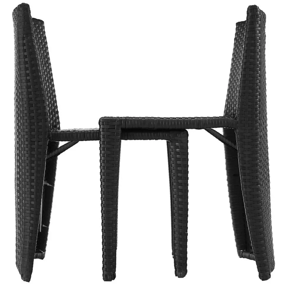 tectake Aluminium wicker bistroset Hamburg, Zwart