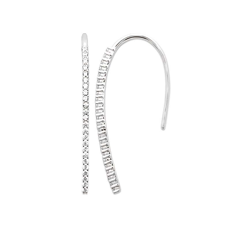 Boucles d'oreilles pendantes chute d'oxyde de zirconium Argent 925 Rhodié